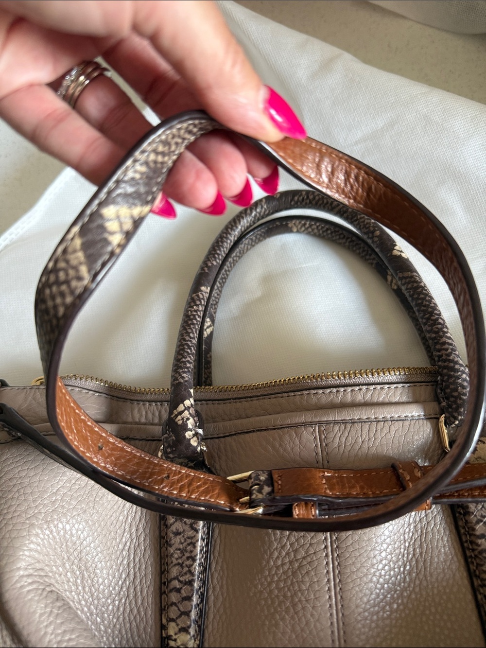 Coach Morgan Color Block Pebble Leather w/exotic embossed trim satchel/crossbody - Picture 14 of 14